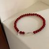 Korean INS Style Handmade Plated Copper Red Agate Fish Charm Bracelet Women Minimalist Layering Jewelry