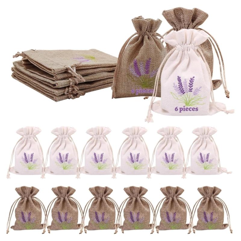 Set Of 12 Aromatics Lavenders Pouches In Cotton and Linen with Drawstrings Lavenders Bags for Home Fragrances