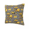 Construction Trucks On Gray Pillowcase Printing Polyester Cushion Cover Gift Cartoon Excavator Anime Throw Pillow Case 45cm 18In
