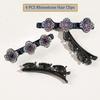 4PCS Sparkling Crystal Stone Braided Hair Clips, Four-Leaf Clover Chopped Hairpin Duckbill Clip with 3 Small Clips, Braided Hair Clip with Rhinestones