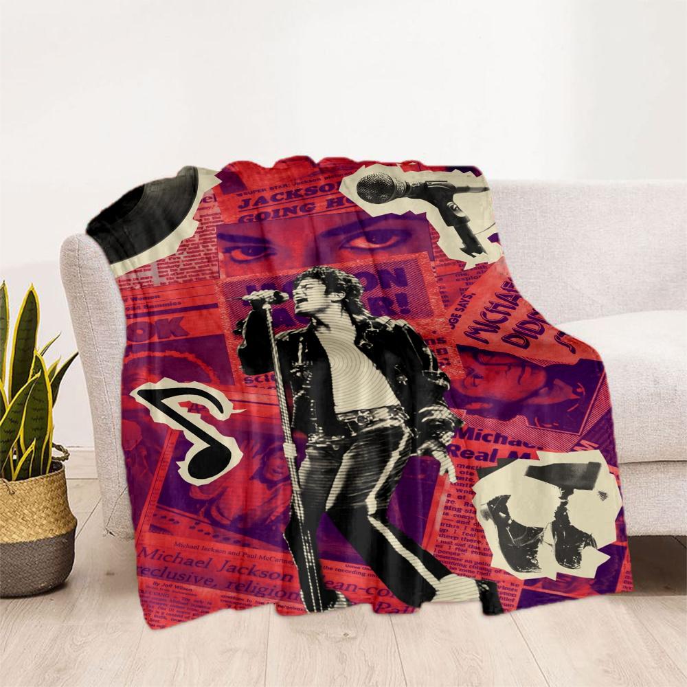 Michael Jackson Vibrant Pop Icon Portrait Blanket Warmthful Decor Suitable For Chair Sofa Bedding For All Occasions Digital Print Birthday Christmas G