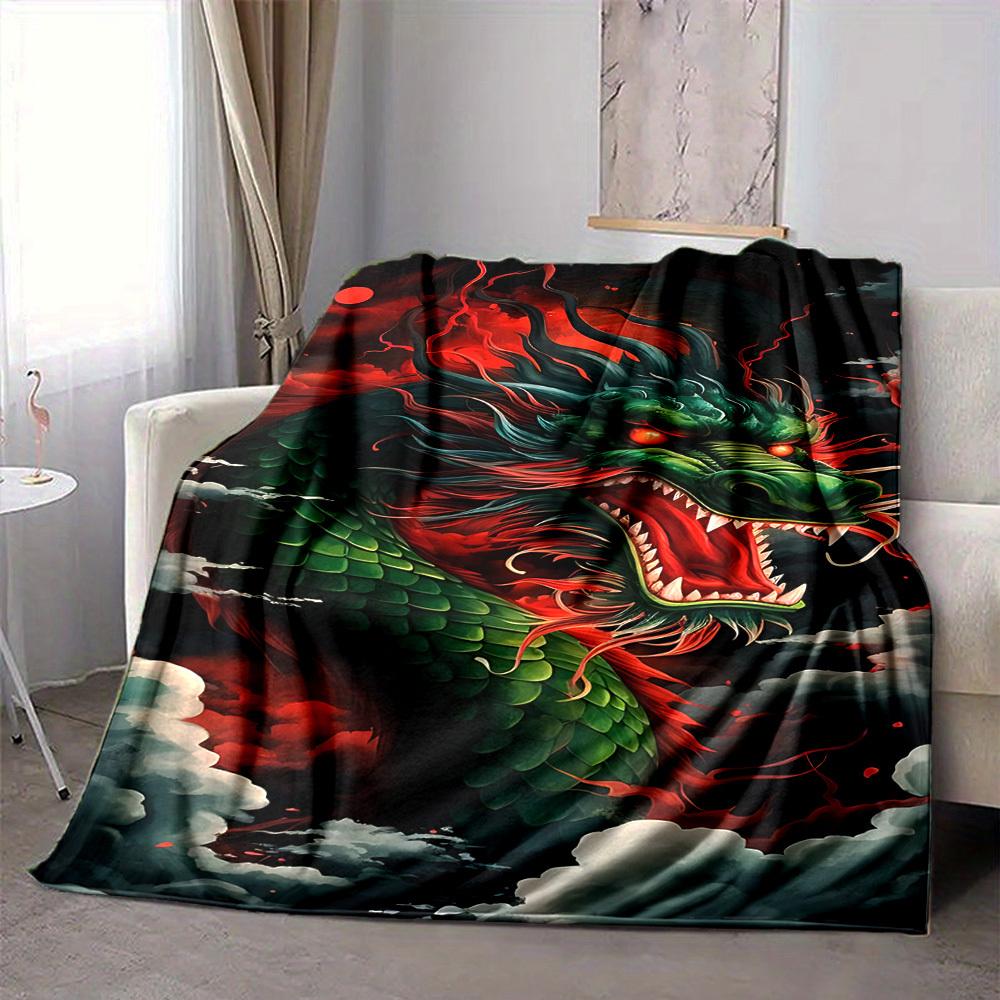1pc Dragon Fantasy Blanket, Lightweight Flannel Throw Blanket for Sofa, Bed, Travel, Camping, Living Room, Office, Couch, Chair, a0922077