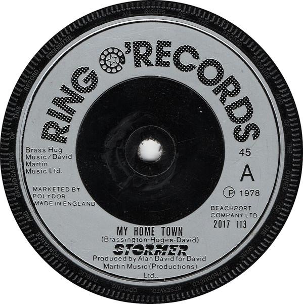 

7inch Record STORMER - My Home Town 2017113 Ring O Records 1978 UK Rock Used