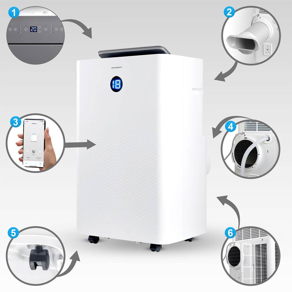 Draagbare Airconditioner Met Afdichting 14000 Btu Luchtontvochtiger Verwarming Wifi 37L/24H Berdsen Bd-584