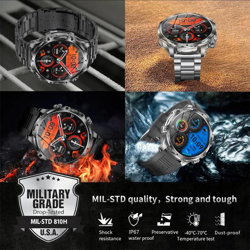 2025 Nové Chytré Hodinky Svítilna 1,9palcový Pánský Outdoorový Sportovní Fitness Tracker 700mAh Velká Baterie BT Volání LED Světlo Chytré Hodinky