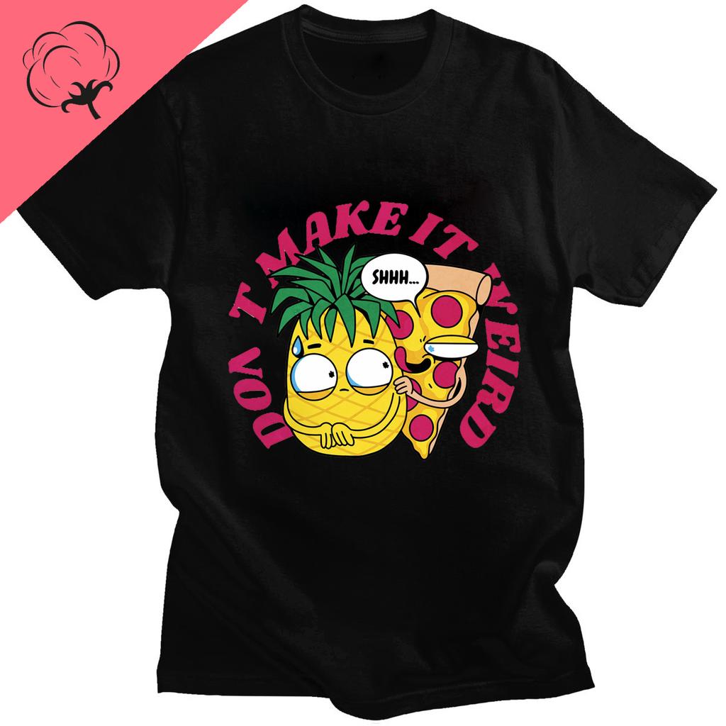 Novelty Short Sleeve Crew Neck T-shirt Boys Girls Pineapple Pizza T-shirt Hawaiian Pizza Is A Delicious Cotton T-shirt