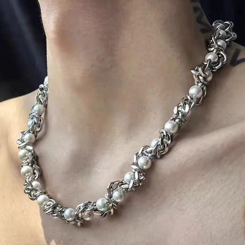 Pearl Necklace Women's Necklace Light Luxury Niche Design Sense Punk Hip Hop Premium Clavicle Chain Necklace