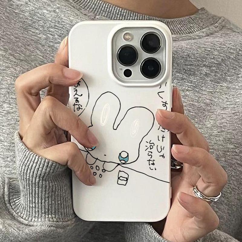 Cartoon Rabbit Pattern Protective Phone Case For iPhone 16 Pro Max 15 14 13 12 11 Pro Plus 16E Lovely Animals Shockproof Cover