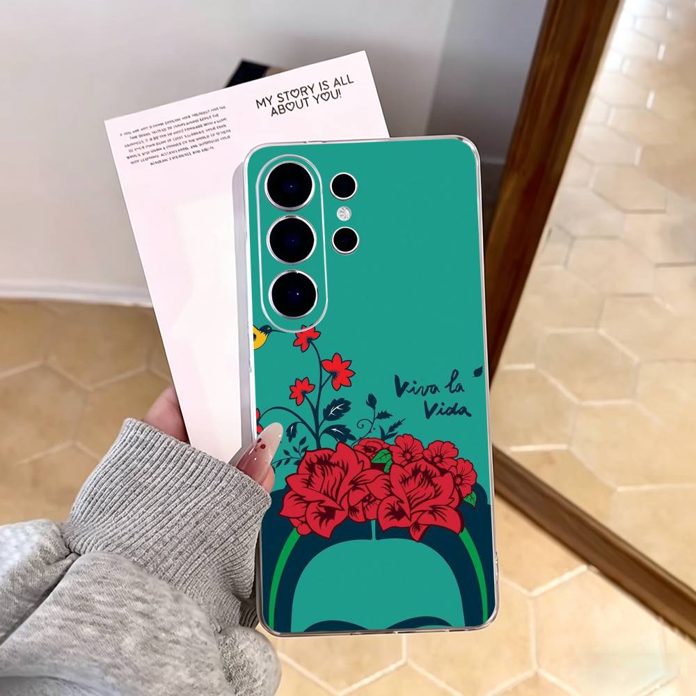 Art F-Fridas K-Kahlo COOL Phone Case For Samsung S25,S24,S21,S22,S23,S30,Ultra,S20,Plus,Fe,Note,10,9,5G Transparent Cover