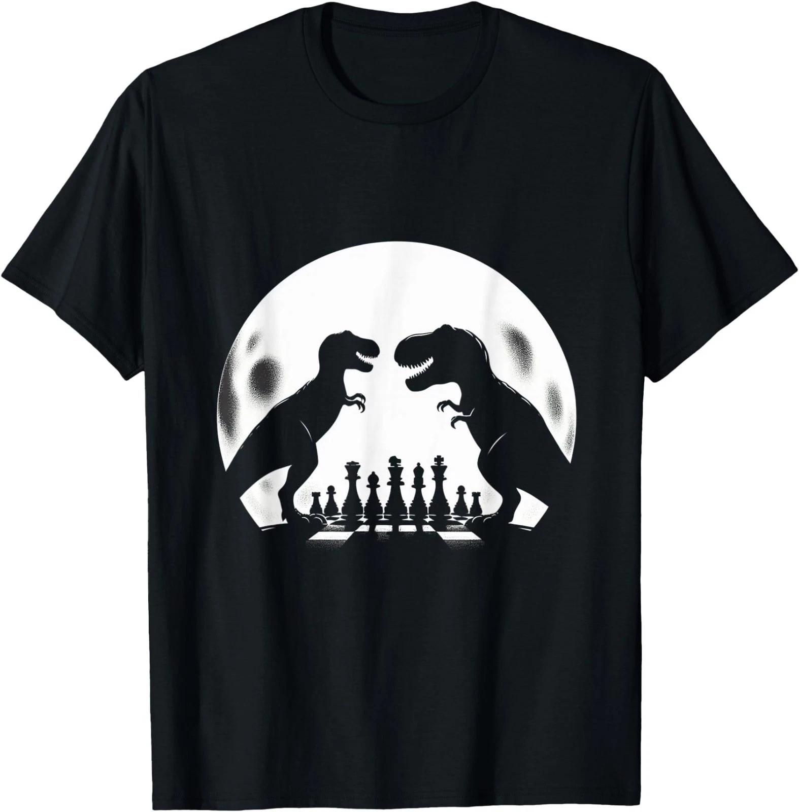 Funny Dinosaur T-Rex Chess Player Board Game - Chess T-Shirt XL