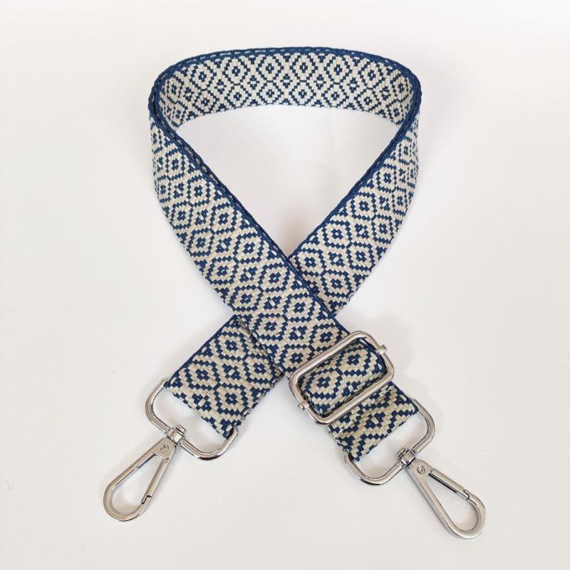 New Thickened Canvas Webbing Colored Jacquard Rhombus Adjustable Shoulder Crossbody Long Strap Women's Bag Accessories Broadband