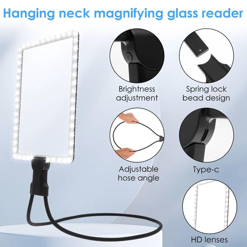 Large Mirror Full Page Magnifier 3 In 1 LED Magnifier Visual Impairment Flexible Magnifier  Craft