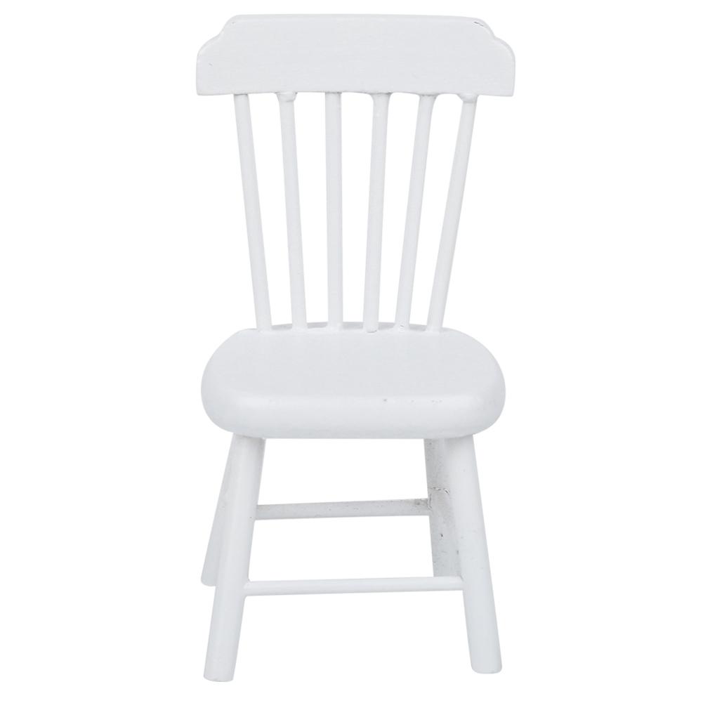 1:12 Doll House Round Dinning Table Chairs Mini Furniture Wooden Doll House Decoration AccessoriesWhite Round Dinning Table Chairs