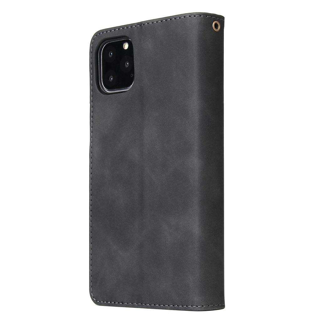 Leather Zipper Wallet Phone Case with Bracket for iPhone 12/XS