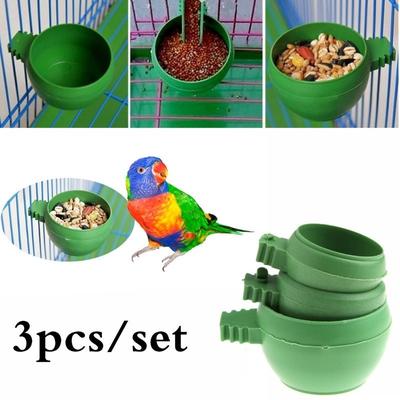 3pcs/set Parrot Mini Food Water Bowl Feeder Plastic Birds Pigeons Cage Sand Cup Feeding