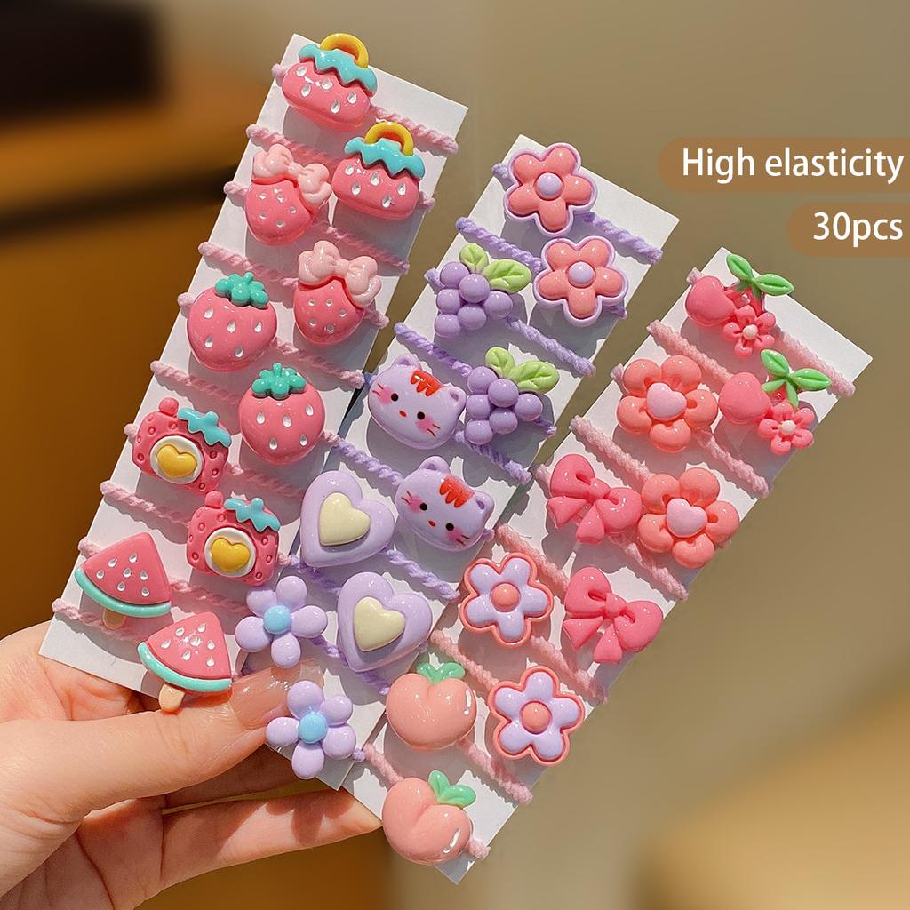 30 küçük kız çizgi film sevimli lastik toka, çocuk saç tokası, günlük kullanıma uygun saç aksesuarları