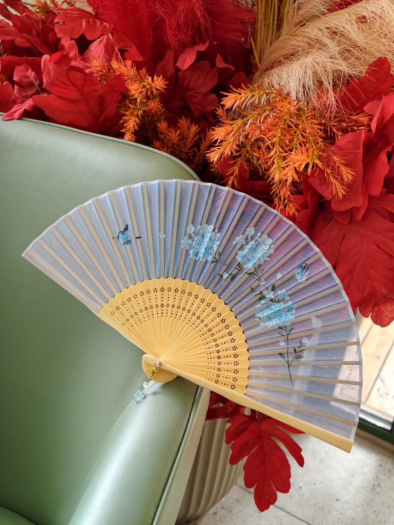 6.3inch Chiffon Ancient Style New Chinese Style Hanfu Cheongsam Summer Portable Folding Fan Pink Women's Fan for Dance