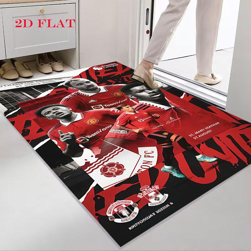 Roter MUFC Glory Teppich für Wohnzimmer, Schlafzimmer, Zuhause, Sofadekoration, Rutschfeste Bodenmatte für Kinder zum Spielen