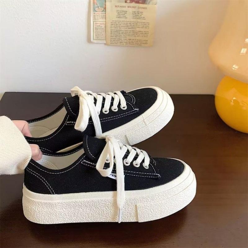 Simple Style Classic Sneakers Versatile Canvas Shoes Lightweight Student Shoes Thick-soled Women s Shoes 35