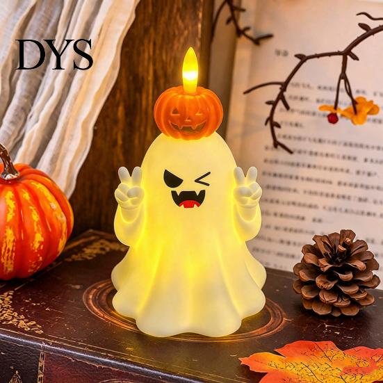 Battery Operated Table Lamp Cute Halloween Ghost/Pumpkin LED Night Light for Desktop Decoration, Ornament Nursery with Warm Glow Home Party Decor