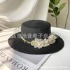 New Summer Travel Fresh Flower Bow Straw Hat Women's Beach Sunshade Sun Hat Trendy and Versatile