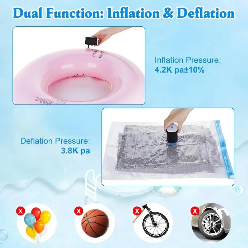 Mini Wireless Air Compressor Portable Electric Air Pump Quick Inflate/Deflate Pump with LED Light For Sofa Mattress Swim Ring