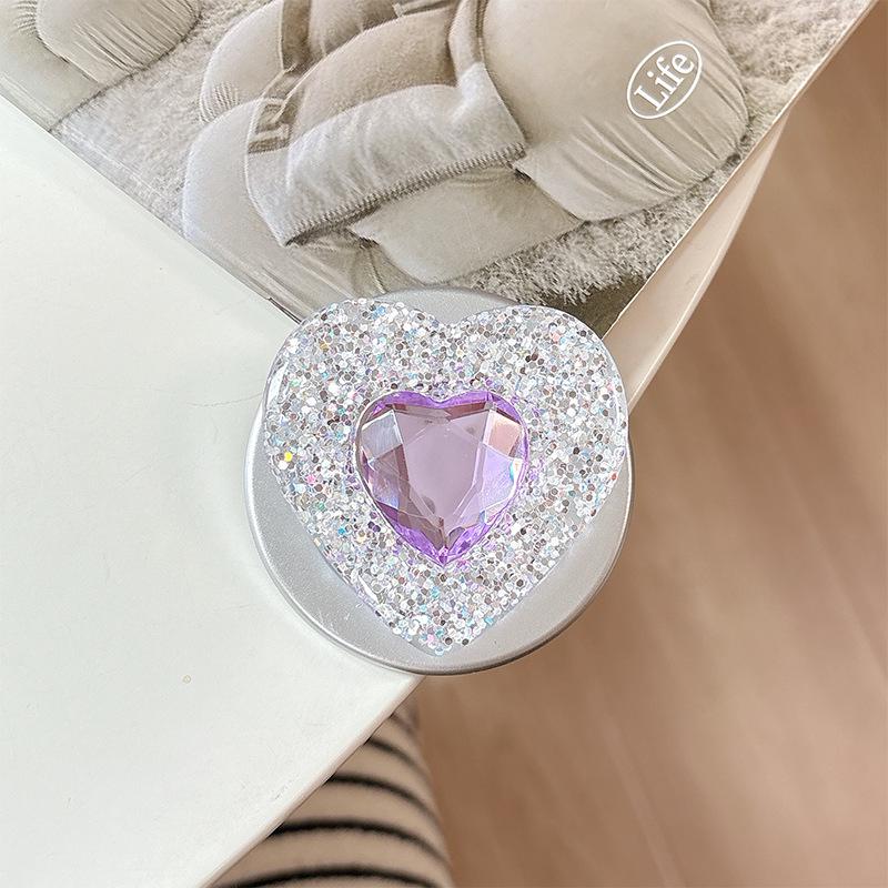 Portable Magnetic Rhinestone Heart Phone Holder