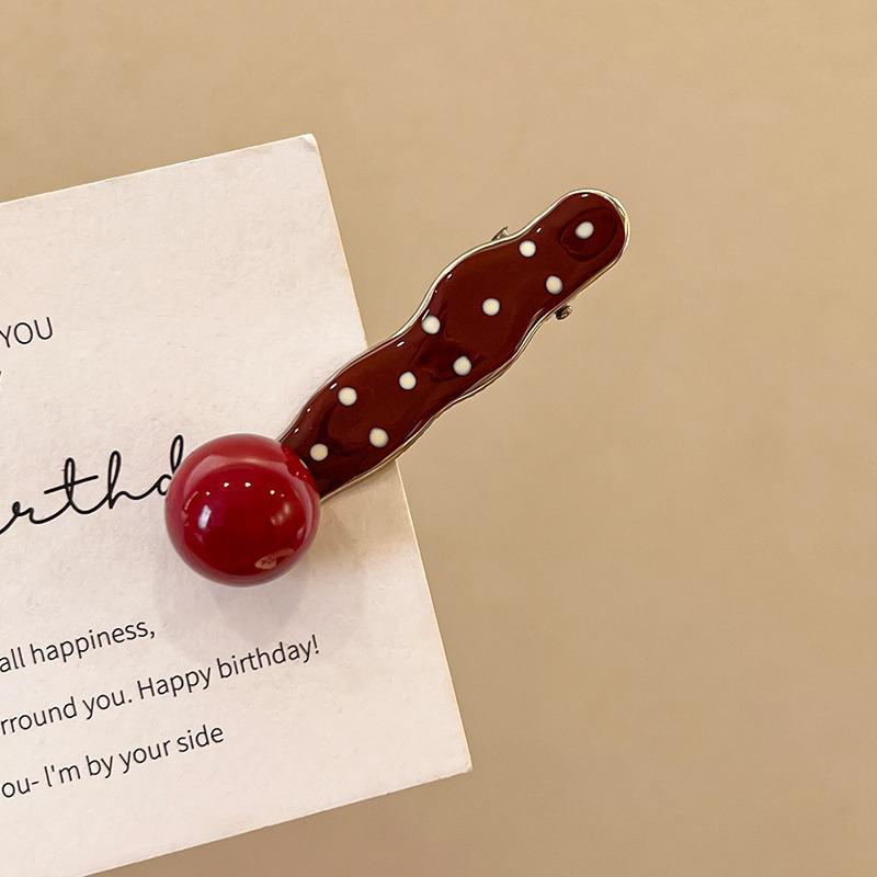 Retro Red Polka Hair Clips Dot Bangs Clips Minimalist Broken Hair Duckbill Clips Temperament Hair Ornaments