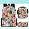 Set de Mochila de Estrella de Fútbol Messi con Material de Nylon para Uso Escolar y Almacenamiento