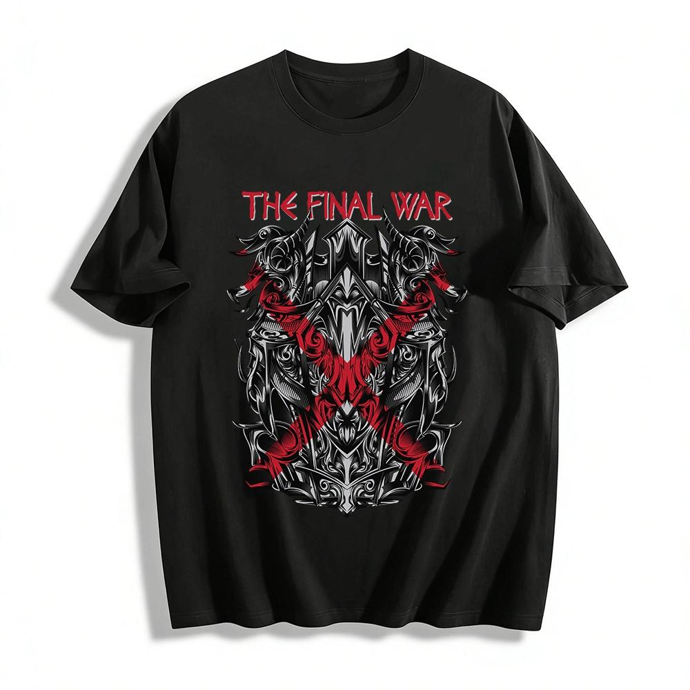 Dark Style The Final War Totem Print Trendy Men s Casual T-shirt Pure cotton T-shirt XXS