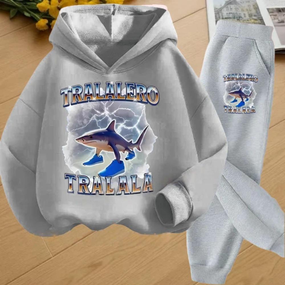 Autumn Italian Brainrot Print Kids Hoodie+Pants Suit Boys 2pcs Set Fashion Casual Girls Tracksuit Children Long Sleeve Outfits