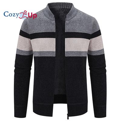 Herrenpullover mit durchgehendem Reißverschluss, Slim Fit, dicker Strick-Cardigan, Jacke mit Taschen