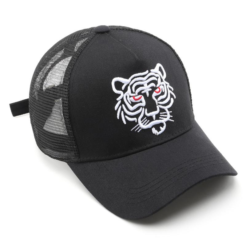 Cappellino da Baseball Unisex Ricamo Tigre Cappellino Trucker Rete Posteriore Traspirante Stile Street Cappellino Parasole