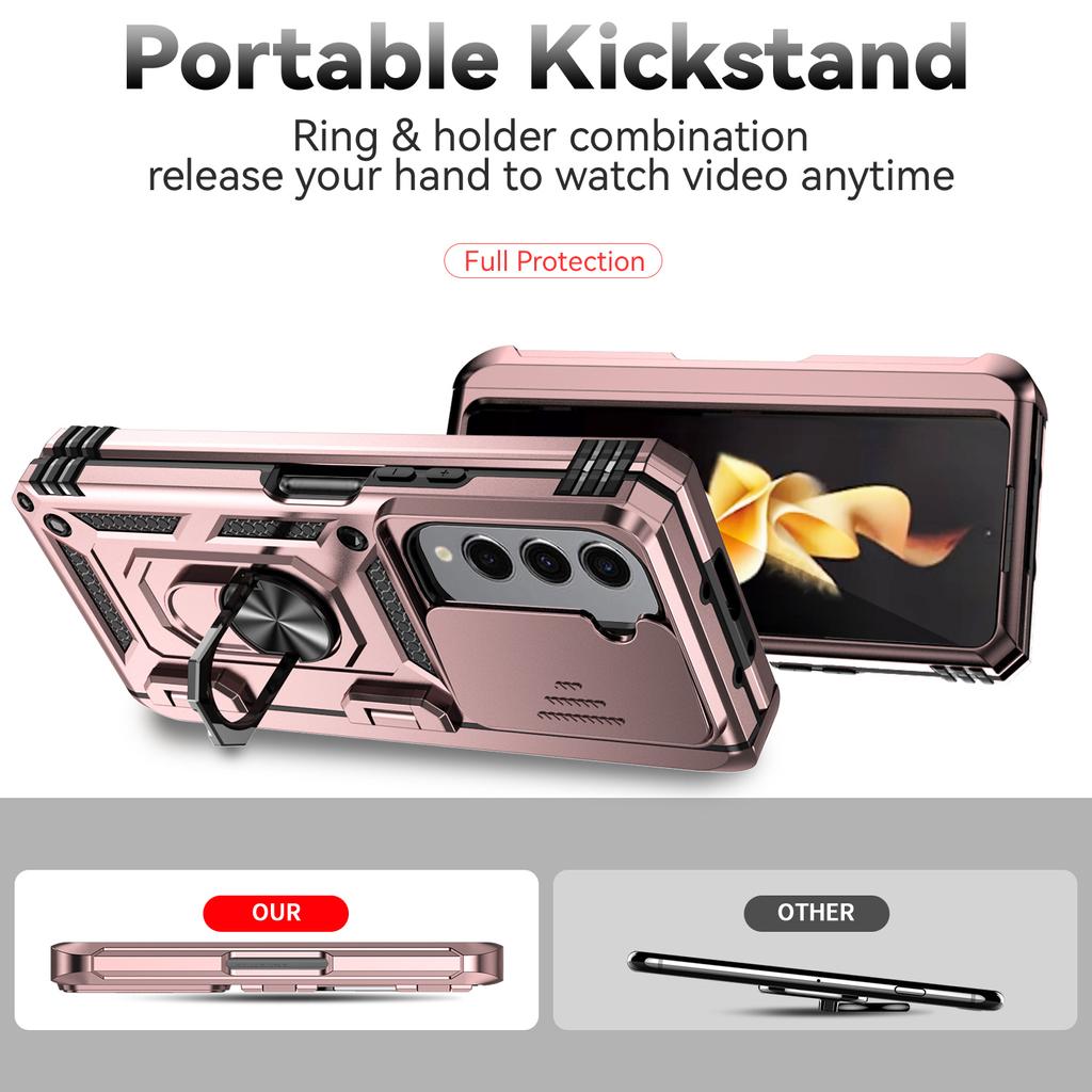 For Samsung Z Fold 5 Magnetic Ring Holder Folding Case for Samsung Galaxy Z Fold 5 Fold5 Zfold5 S Pen Slot Kickstand Covers