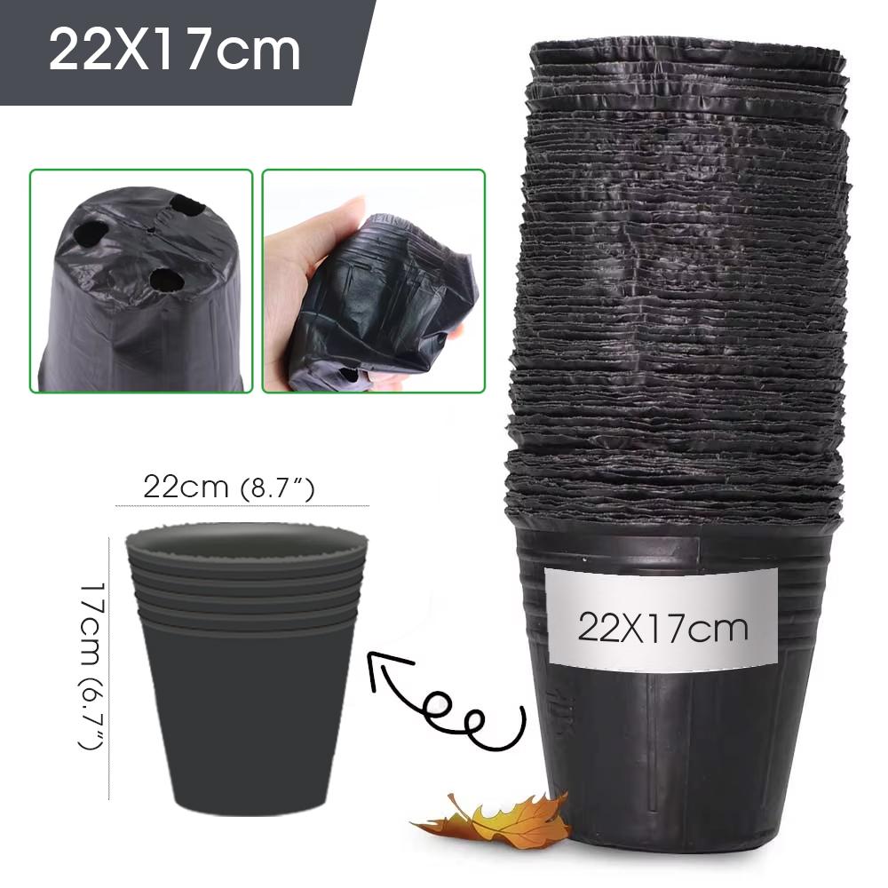 50pcs Garden Black Soft Plastic Seedling Bag Plant Nursery Pots Thickened Seed Starting Pot Flower Vegetable Independent Box