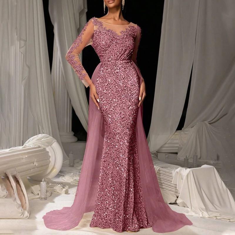 European And American Women'S Ball Dress Long Dress Temperament Fashionable And Elegant Long Lace Party Evening Dress