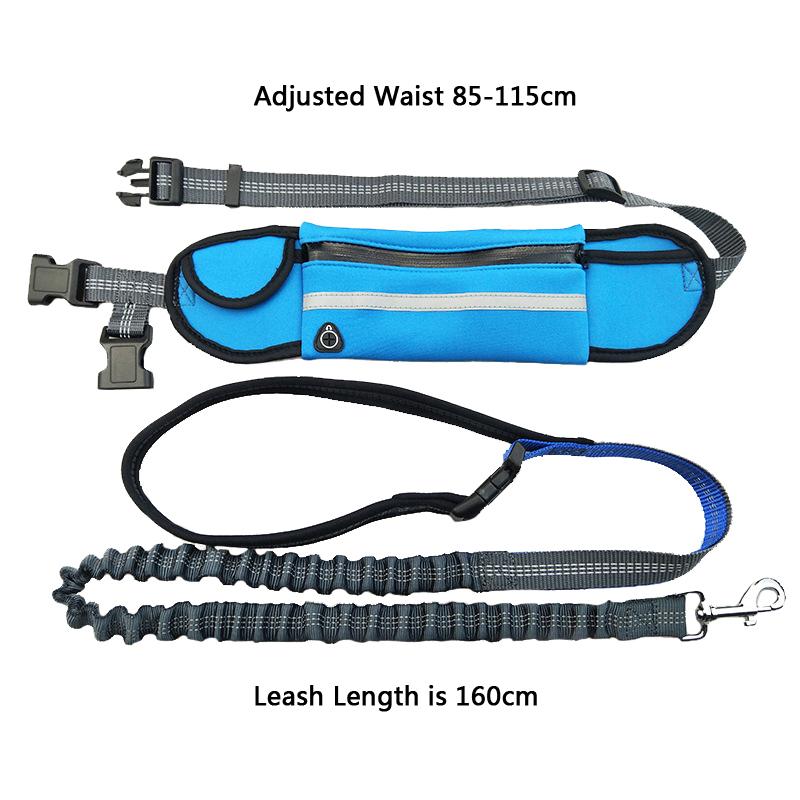 Hands Free Pet Dog Leash With Waist Bag Reflective Elastic Belt Running Dog Nylon Leash Set Collar Harness Pet Accessories