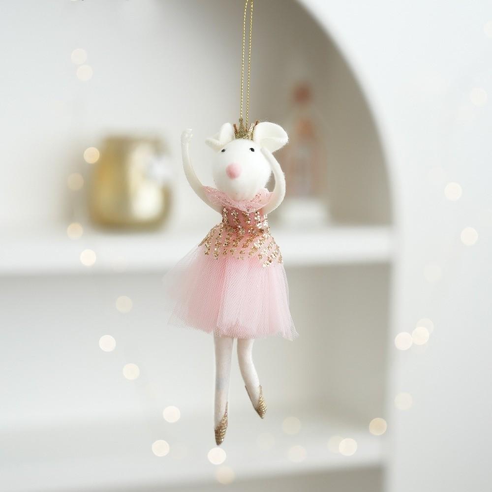 Mesh Xmas Tree Pendant Doll Girl Hanging Pendant Christmas Tree Decor Wall Hanging