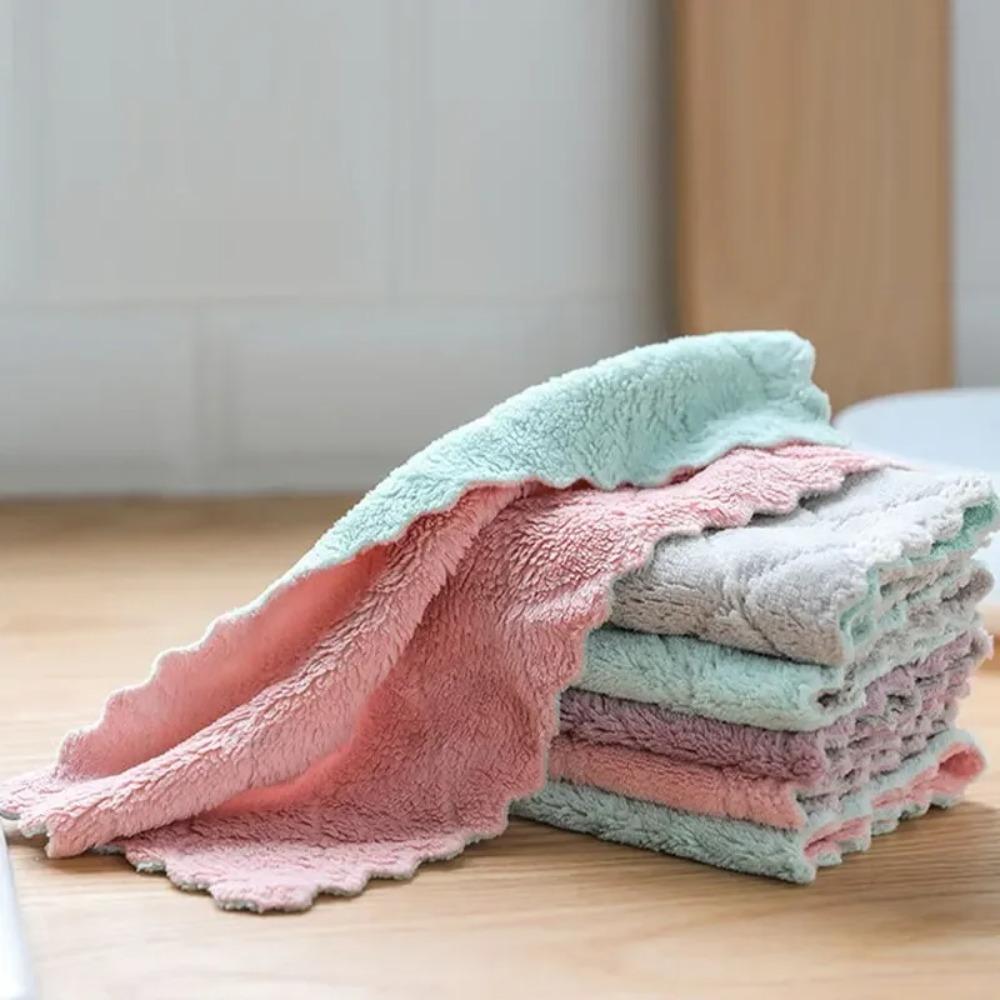 Scouring Pad Cleaning Towels Microfiber Dishcloths Washcloth New Kitchen Rags  House Kitchen