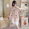 Cotton and Silk Nightgown Women's Spring, Summer and Autumn Casual Short-sleeved Large-size Printed Pajamas Summer Thin High-end Sensitive Cotton Whol