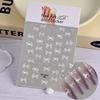 1PC 5D Embossed White Lace Bow Nail Art Stickers Cute Pink White Ribbon Bow Tie Nail Sliders Kawaii Bow Manicure Accessories TY9