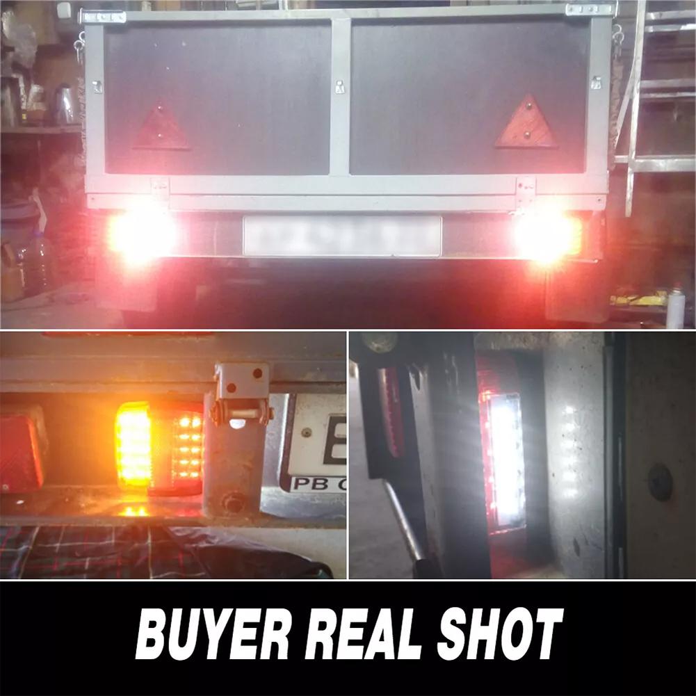 Waterproof Square Trailer Lights Kit Red Brake Stop LED Light Running Stop Lamp License Reverse Brake Lamp Rear Tail N4T2