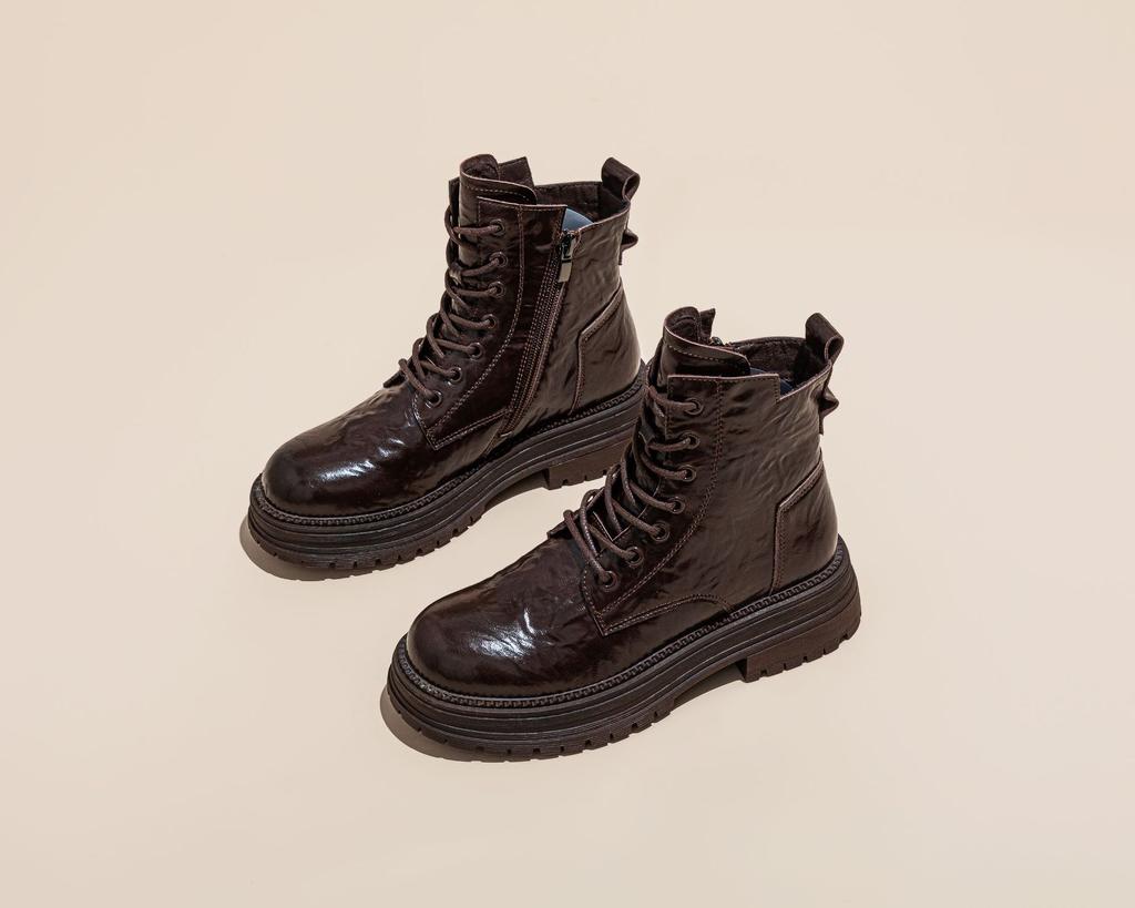 Thick-soled Martin boots women's 2025 autumn and winter new retro style lace-up single boots popular British outdoor casual short boots