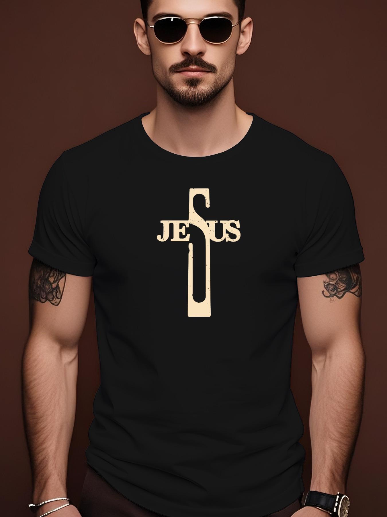 Jesus Cross Graphic Casual Tshirt - Summer Short Sleeve R... M