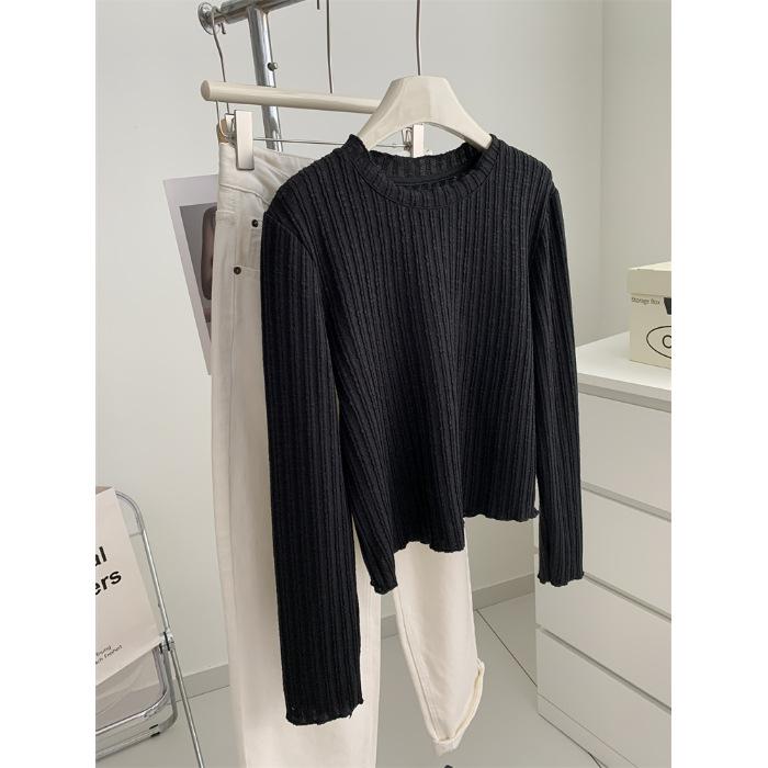 

Women s Plus Size Soft Waffle Knit Ribbed Long Sleeve T-Shirt - Autumn/Winter Collection 2XL чёрный