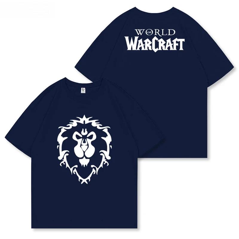 Hot Sale Warcraft Printed Men's T-Shirt Cotton Game Pattern Cool Breathable Striped Design for All Seasons