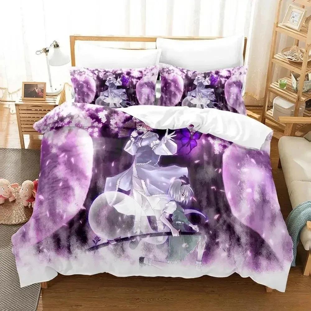 Juego de Cama 3D Touhou Project Remilia Scarlet Caja Anime Personas Adultas Habitación de Niños con Tejido Suave Funda Nórdica Juegos 3D Kawai Niñas Jóvenes