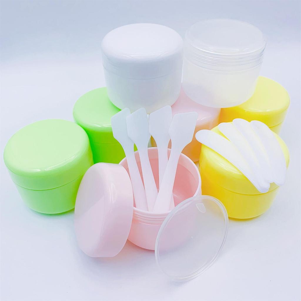 4pcs Cosmetic Containers With 8pcs Spatula, Leakproof Empty Jars For Makeup Samples, Creams, Face Masks, Eye Creams