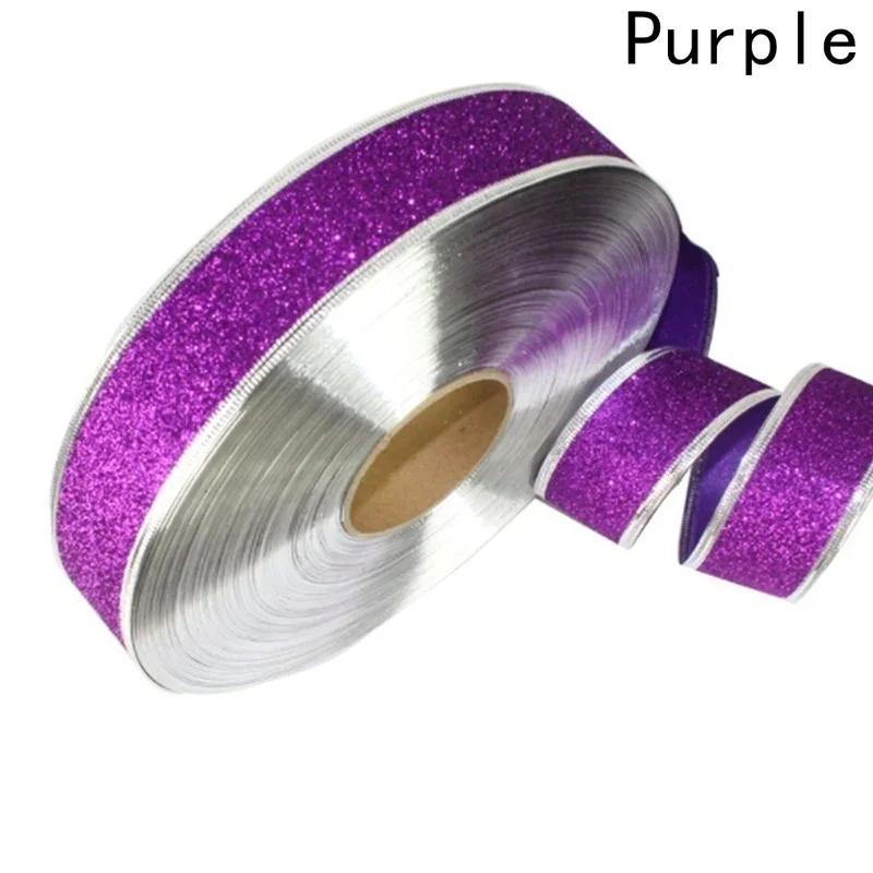 200cm Golden Edge Ribbon Weaving Single Face Satin Ribbon Packing Belt Wedding Christmas Decoration