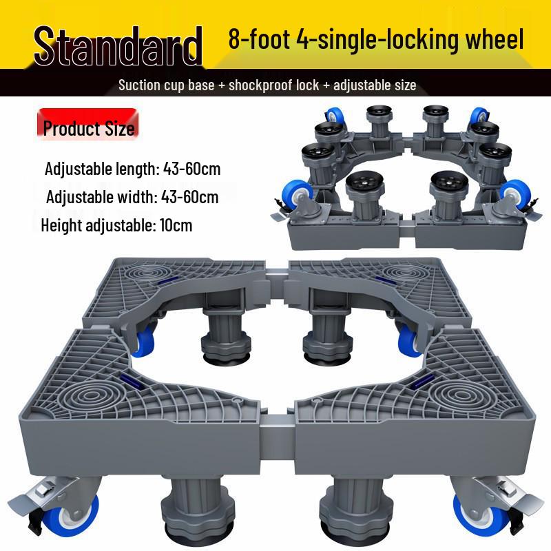 Grauer Verstellbarer Mobiler Waschmaschinenständer mit Rädern und Bremsen